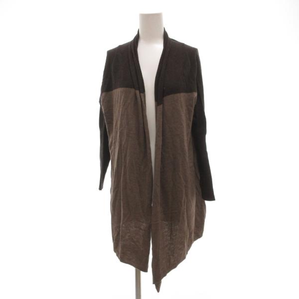 ニコアンド Niko and.. ガウンカーディガン カシミヤ混 バイカラー 茶 ブラウン /JS ...