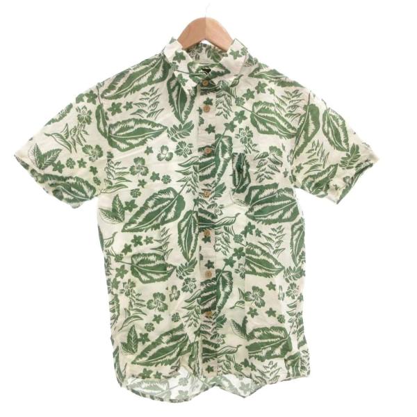 ボルコム VOLCOM シャツ 半袖 プリント 総柄 L 白 ホワイト 緑 グリーン /JS ■GY...