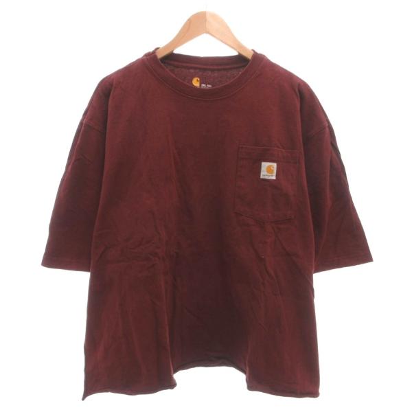 カーハート carhartt 大きいサイズ Tシャツ 半袖 オーバーサイズ ロゴパッチ 2XL 赤茶...