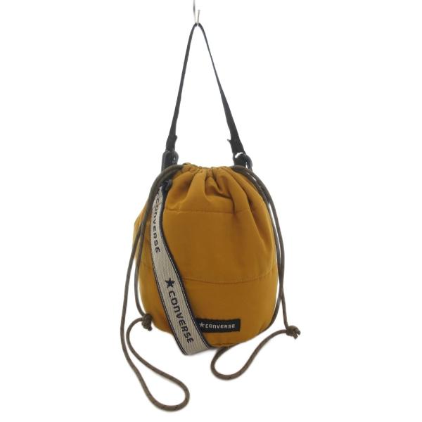コンバース CONVERSE 巾着ショルダーバッグ ブラウンオレンジ 巾着型 ロゴショルダーストラッ...