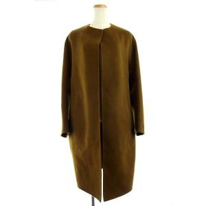 【中古】チノ CINOH 19AW ノーカラーコート ロング ダブルフェイス カシミヤ混 36 カーキ 茶 /RM ■OS ■SH レディース 【ベクトル 古着】