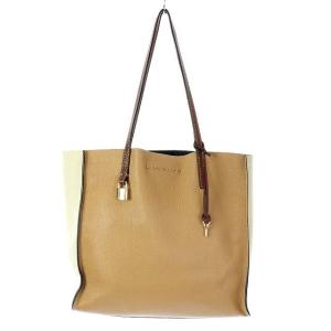 中古 マークジェイコブス MARC JACOBS トートバッグ ハンドバッグ ショルダーバッグ ゴールド金具 レザー 牛革 バイカラー ベージュ 茶 【ベクトル 古着】