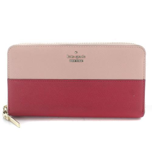 ケイトスペード KATE SPADE ラウンドジップ 長財布 レザー ロゴ ピンク /SR3 レディ...