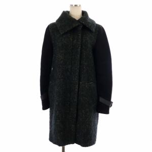 エムフィル M Fil ノーカラー コート ロング ウール ジャケット 38 