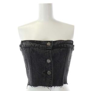 未使用品 ボンボム BONBOM 23SS Denim Crop Tube Top トップス デニムチューブトップ 前開き 2 黒 ブラック /CM ■OS レディース
