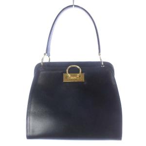 セリーヌ CELINE オールド ヴィンテージ リング金具 ダブルフェイス ハンドバッグ ワンハンドル レザー 黒 ブラック /YO11 ■OH レディース｜vectorpremium