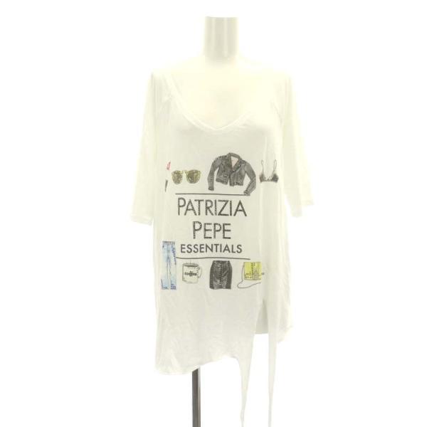 パトリツィアペペ PATRIZIA PEPE スパンコール ガールプリント カットオフTシャツ カッ...