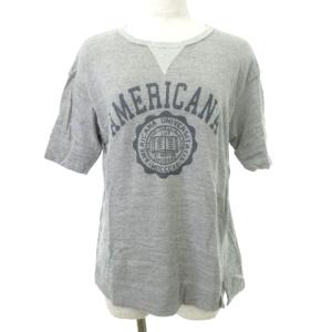 アメリカーナ AMERICANA ロゴ 半袖 Tシャツ サイドスリット クルーネック 薄手 30 約Sサイズ グレー ■052 レディース
