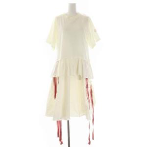 【中古】未使用品 モンクレール 21SS ABITO アビト 半袖 ワンピース ロング 半袖 国内正規 XS アイボリー 赤 白 MONCLER（モンクレール） 未使用品 21SS ABITO アビト 半袖 ワンピース