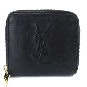 イヴサンローラン YVES SAINT LAURENT 二つ折り財布 レザー ロゴ 黒 ブラック /...