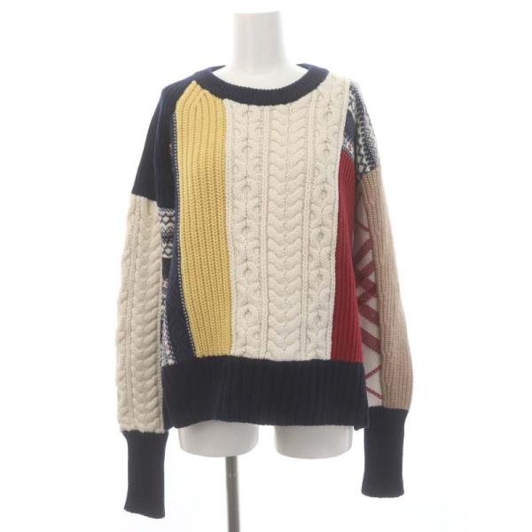 バーバリー BURBERRY PATCHWORK CHUNKY KNIT SWEATER ウールカシ...