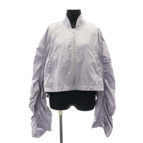 ジーナシス JEANASIS ナイロンギャザージップアップジャケット ブルゾン ショート丈 F 紫 ...