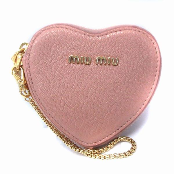 ミュウミュウ miumiu コインケース 小銭入れ ハートモチーフ レザー ピンク /YO18 ■O...