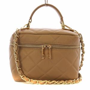 オウレンティ AULENTTI VANITY CHAIN BAG バニティチェーンバッグ ショルダー キルティング ゴールド金具 レザー ベージュ CL-6727-SA｜vectorpremium