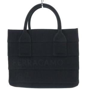 未使用品 サルヴァトーレフェラガモ Salvatore Ferragamo 214988 トートバッグ ハンドバッグ スモール 新ロゴ キャンバス 黒｜vectorpremium