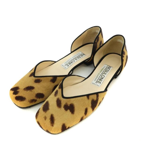 未使用品 ネブローニ Nebuloni フラットシューズ スクエアトゥ BEAMS取扱 レオパード柄...