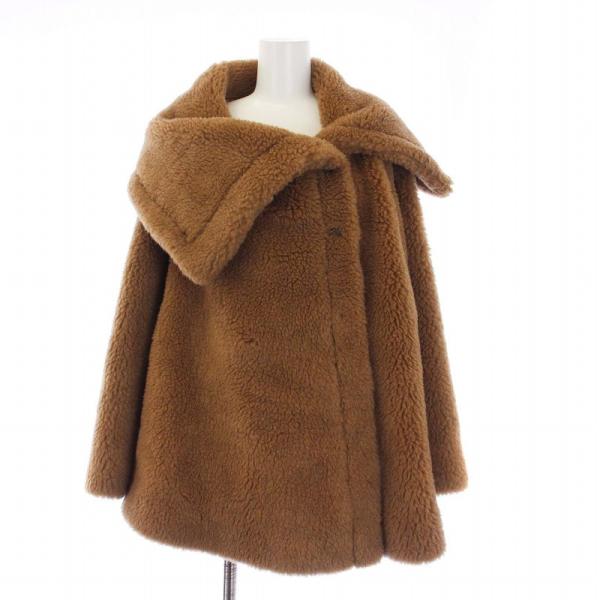 マックスマーラ MAX MARA テディベア ケープコート ポンチョ キャメル シルク アウター O...