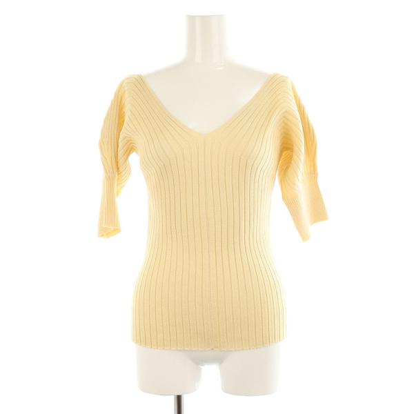 フレイアイディー FRAY I.D Vネックパフスリーブリブプルオーバーニット カットソー 七分袖 ...