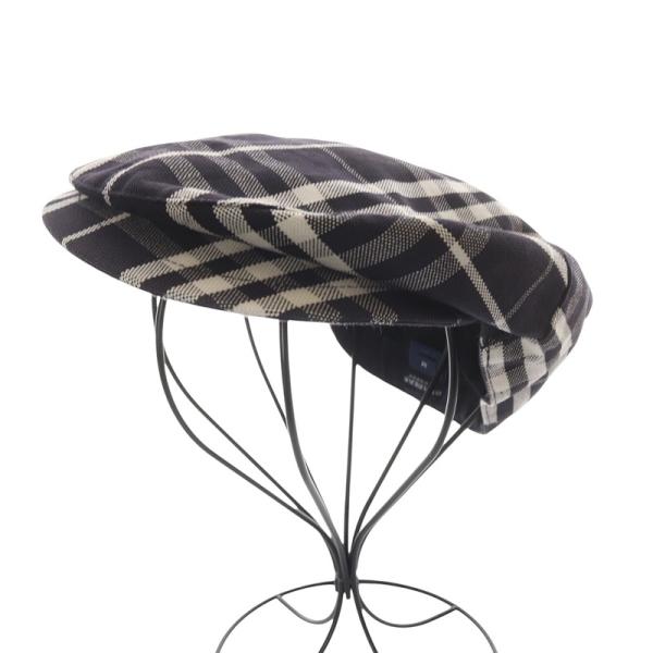 バーバリー ロンドン BURBERRY LONDON ハンチング 帽子 チェック M 紺 ネイビー ...