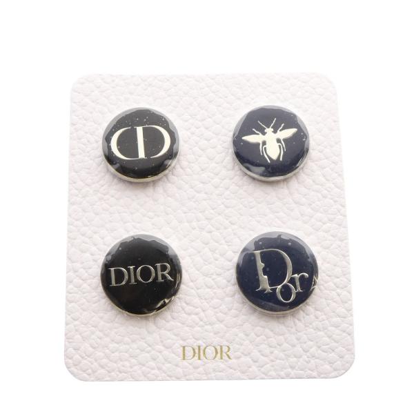 クリスチャンディオール Christian Dior ピンバッチセット ロゴ 黒 ブラック 紺 ネイ...
