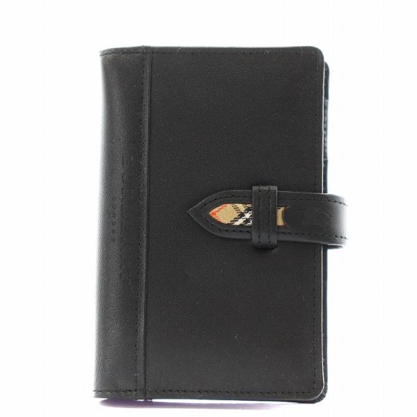 バーバリー ロンドン BURBERRY LONDON ノバチェック メモ帳ケース 5穴 レザー 黒 ...