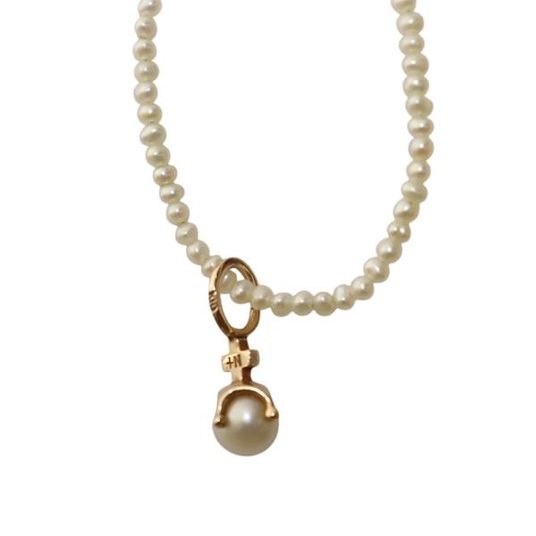 ノジェス NOJESS パール ネックレス チェーン K10 YG 白 ホワイト ゴールドカラー /...