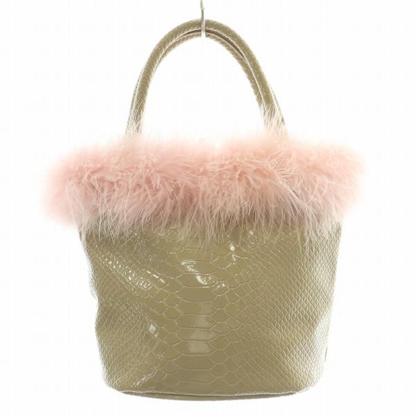 ザヴァージンズ  Seira バニティバッグ ハンドバッグ フェイクファー フェイクレザー ベージュ...