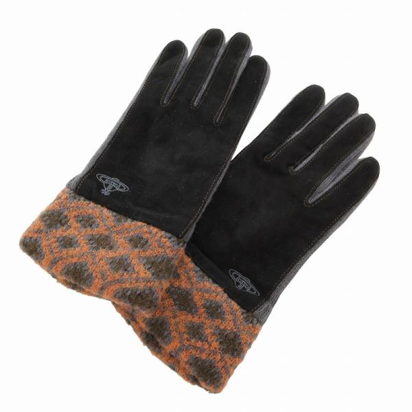 ヴィヴィアンウエストウッド Vivienne Westwood 手袋 グローブ スエード ニット 切...