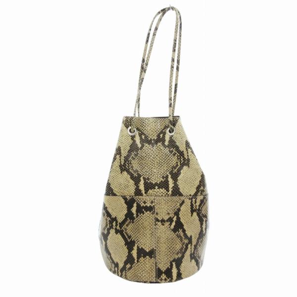 マルコマージ MARCO MASI 巾着 ショルダーバッグ パイソン柄 レザー ベージュ 茶 ブラウ...