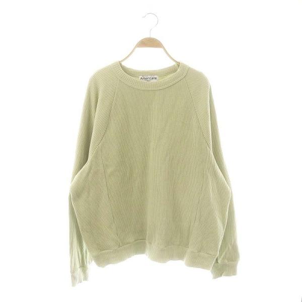 アメリカーナ AMERICANA リブクルーネックニットソー カットソー 長袖 ペールグリーン /E...