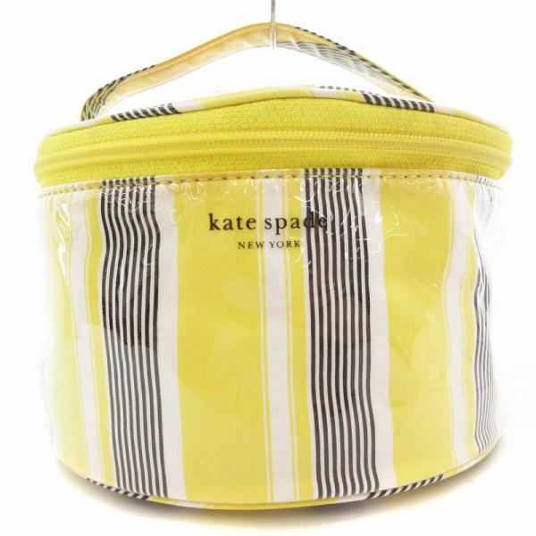 ケイトスペード KATE SPADE バニティバッグ ストライプ 黄 イエロー 白 ホワイト 黒 ブ...