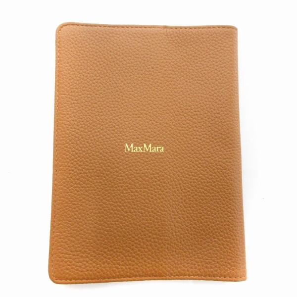 マックスマーラ MAX MARA ブックカバー シュリンクレザー シボ革 茶 ブラウン /JS レデ...