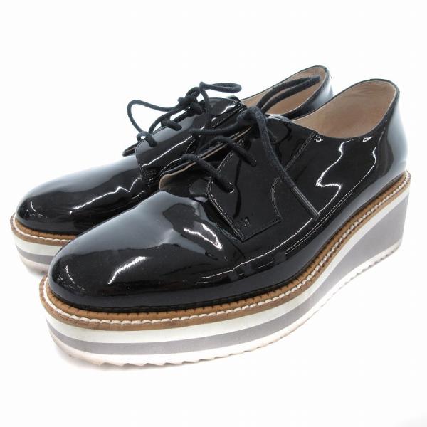 スタッカート STACCATO プラットフォームライトダービーシューズ エナメル 厚底 23.5cm...