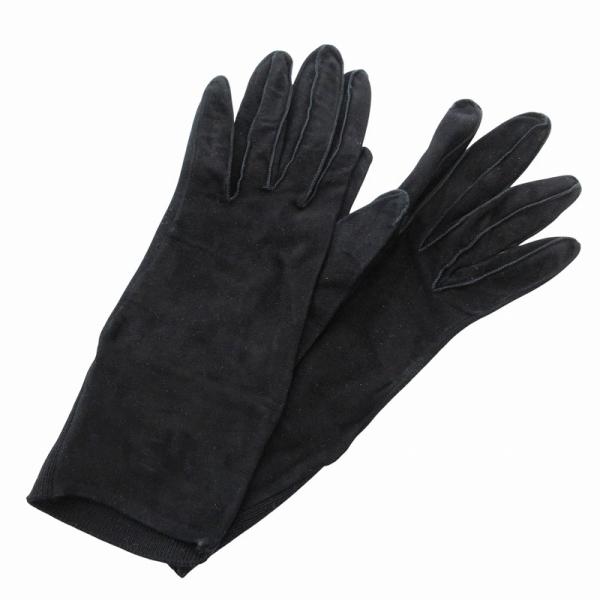 アライア ALAIA ニット切り替えスウェードグローブ 手袋 黒 ブラック /FF レディース