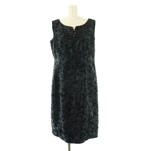 レリアン Leilian 花柄ノースリーブワンピース 11 ネイビー ブラック /DO ■OS レデ...