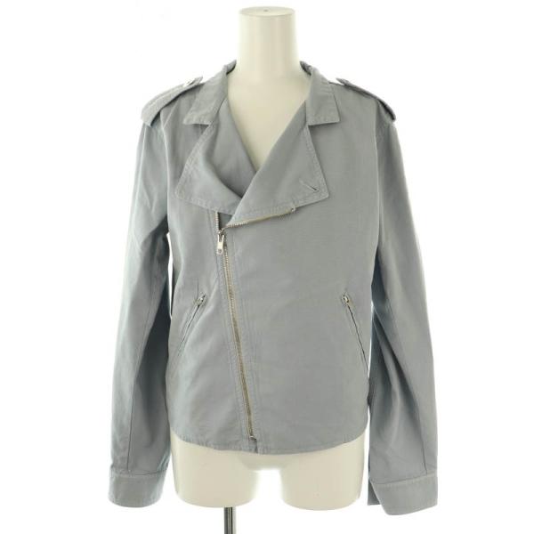 アニエスベー agnes b. コットン ライダースジャケット ジップアップ 36 グレー /AT ...