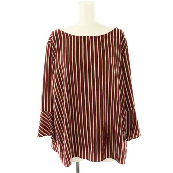 23区 オンワード樫山 ストライプ ブラウス 七分袖 44 赤 レッド /AT ■OS レディース