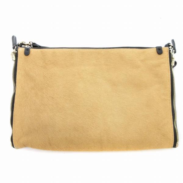 ストーリー STORY. ショルダーバッグ スクエア ハラコ レザー ベージュ 黒 ブラック /JS...