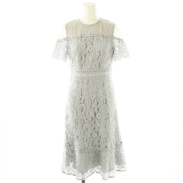 アプワイザーリュクス ApuweiserLuxe レース切り替えドレス ワンピース 半袖 1 ブルー...