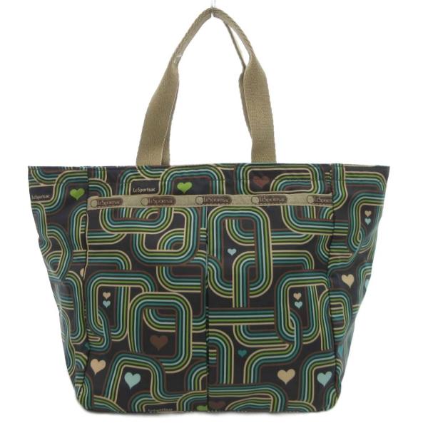 レスポートサック LesportSAC ミニトートバッグ ハート柄 ポーチ付き 緑 グリーン /JS...