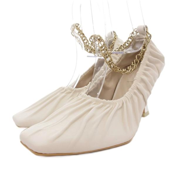 エイミーイストワール EIMY ISTOIRE チェーンストラップギャザーパンプス スクエアトゥ S...