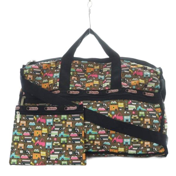 レスポートサック LesportSAC ボストンバッグ ショルダー ナイロン 車柄 ポーチ付 マルチ...