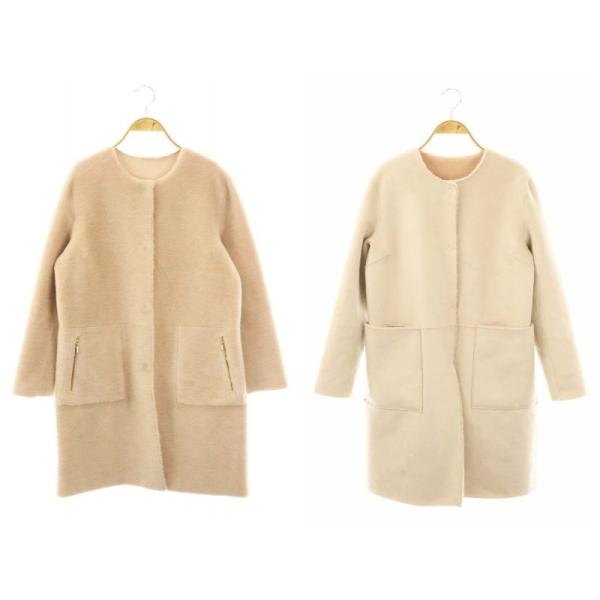 アナイ ANAYI エコファーリバーシブルコート フェイクムートンコート 36 ベージュ /DF ■...
