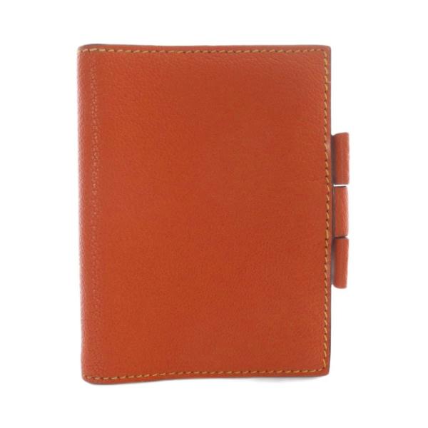 エルメス HERMES アジェンダPM ミニ手帳カバー レザー オレンジ 刻印□G /SR54 ■O...