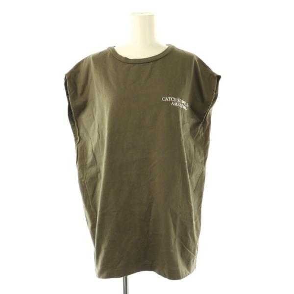 アメリカーナ AMERICANA エンブロイダリーTシャツ カットソー ノースリーブ カーキ /AT...
