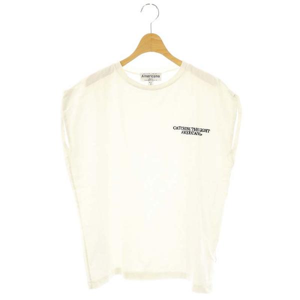 アメリカーナ AMERICANA エンブロイダリーTシャツ カットソー ノースリーブ 白 ホワイト ...