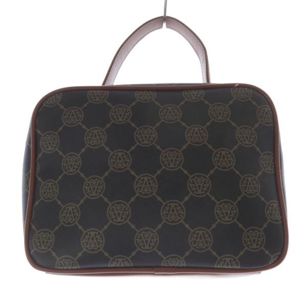 アンコキーヌ AnneCoquine モノグラムプリントバニティバッグ ハンドバッグ 茶 ブラウン ...