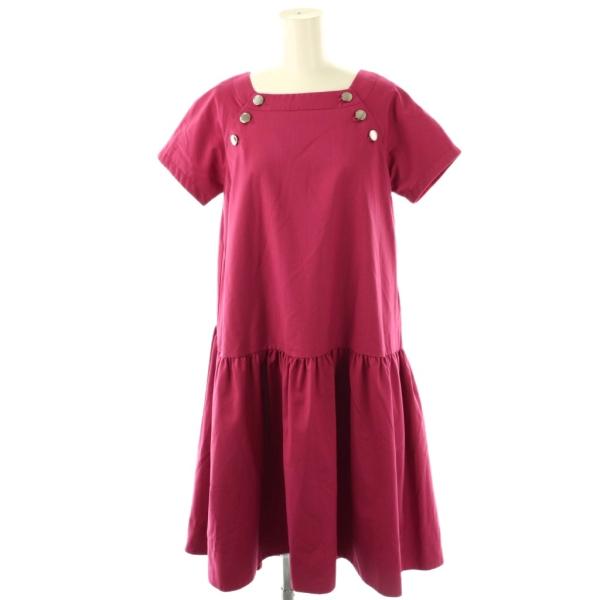 ロージーモンスター RosyMonster ボタンデザイン スクエアネック ワンピース S ローズピ...