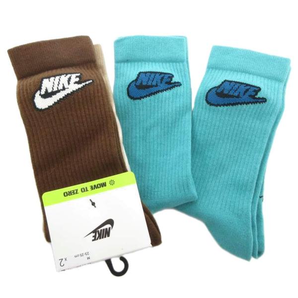 ナイキ NIKE 美品 4点セット 靴下 ソックス ロゴ M 茶 ブラウン ベージュ 青 ブルー /...