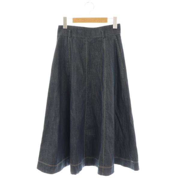 アナイ ANAYI 24SS デニムライク ロングスカート フレア 36 ネイビー /HK ■OS ...